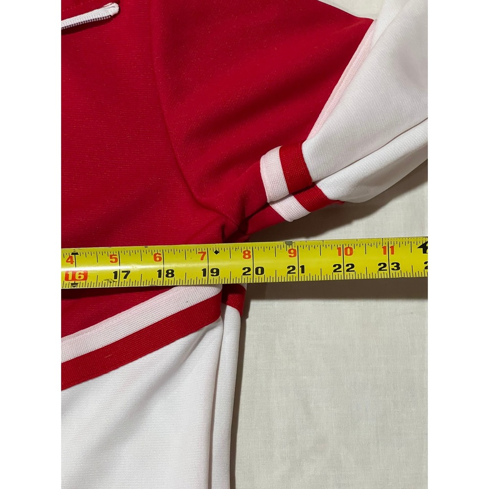 Vintage Chasse Red White Women Cheerleading Zip Up Track Jacket Adult XL Striped - Picture 7 of 9